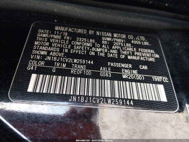 2020 NISSAN ROGUE SPORT S FWD XTRONIC CVT 9