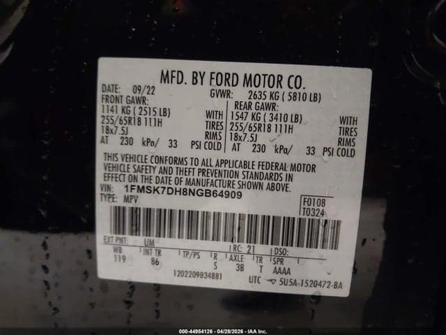 2022 FORD EXPLORER XLT 9