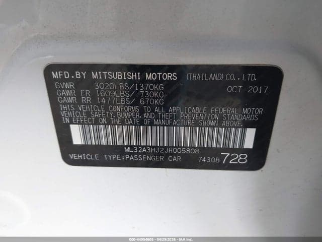 2018 MITSUBISHI MIRAGE ES 9