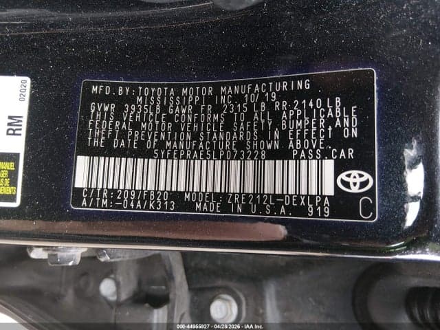 2020 TOYOTA COROLLA LE 9