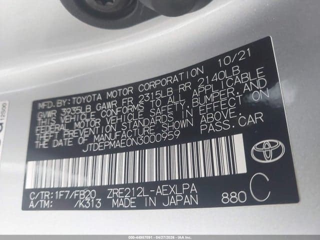 2022 TOYOTA COROLLA LE 9