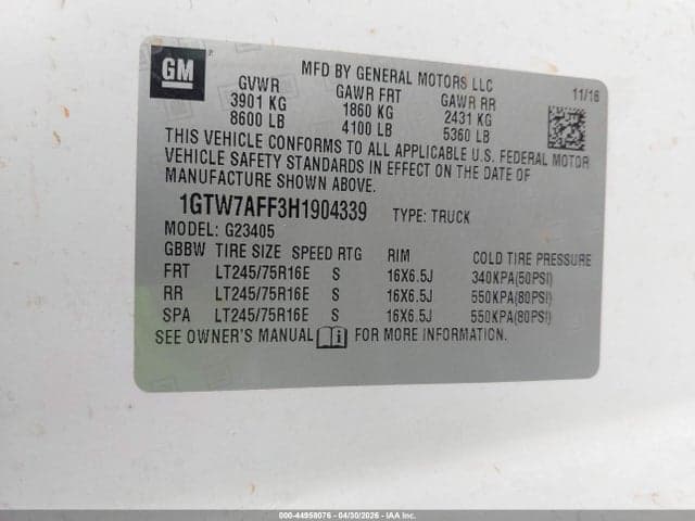 2017 GMC SAVANA 2500 WORK VAN 9