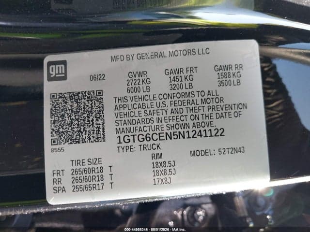 2022 GMC CANYON 4WD SHORT BOX ELEVATION 9