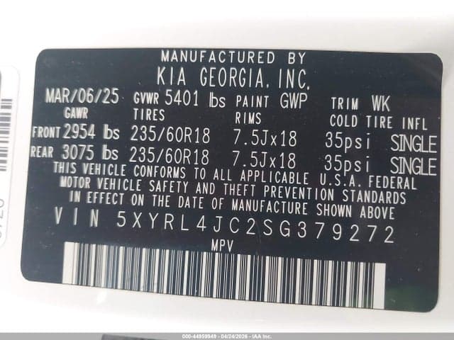 2025 KIA SORENTO S 9