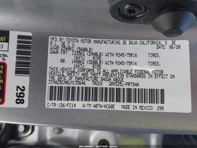 2020 TOYOTA TACOMA SR5 V6 9