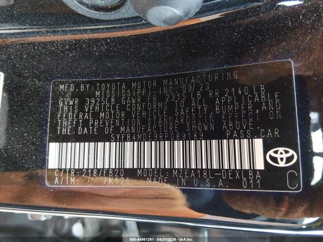 2024 TOYOTA COROLLA LE 9