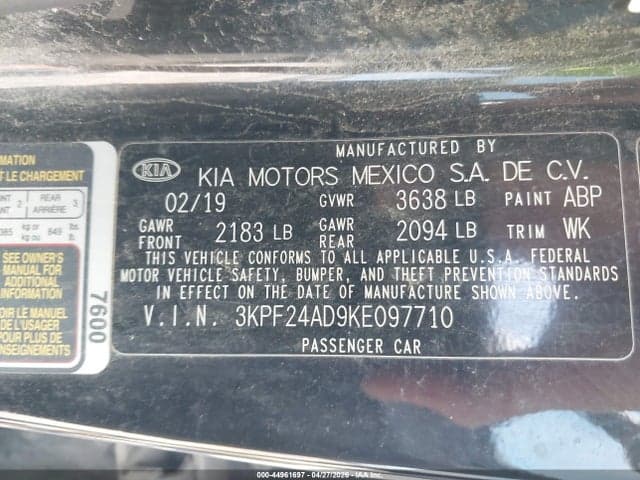 2019 KIA FORTE FE 9