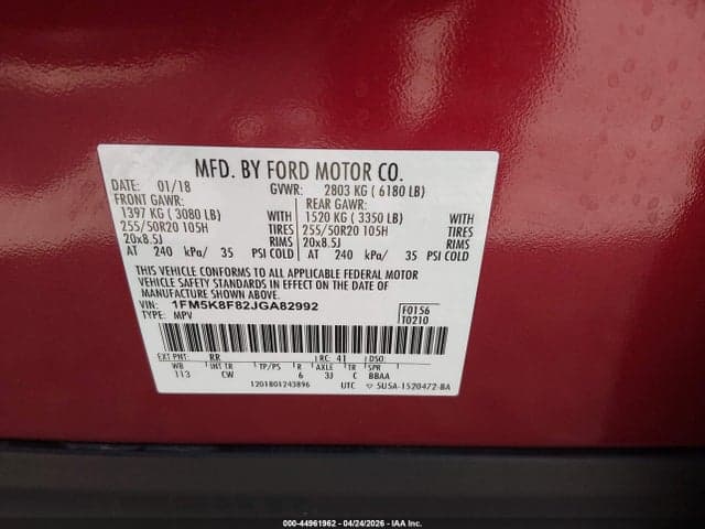 2018 FORD EXPLORER LIMITED 9
