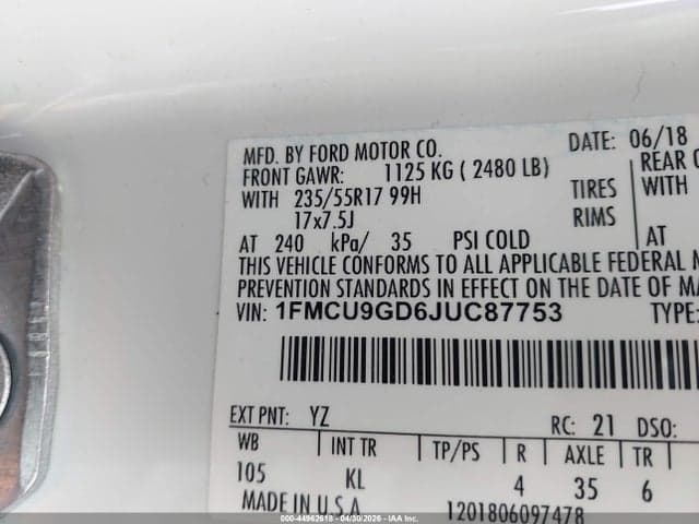 2018 FORD ESCAPE SE 9