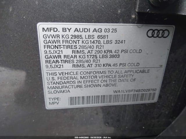 2025 AUDI Q7 PREMIUM PLUS 55 TFSI QUATTRO TIPTRONIC 9