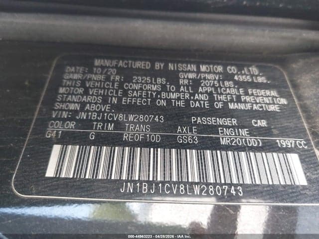 2020 NISSAN ROGUE SPORT S FWD XTRONIC CVT 9