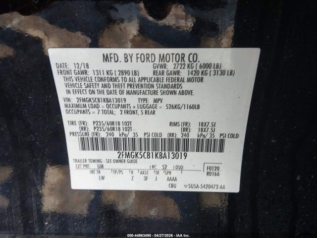 2019 FORD FLEX SEL 9