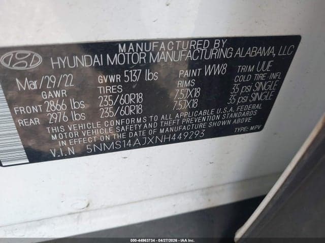 2022 HYUNDAI SANTA FE SE 9