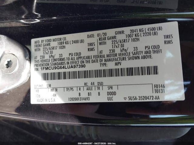 2020 FORD ESCAPE SE 9