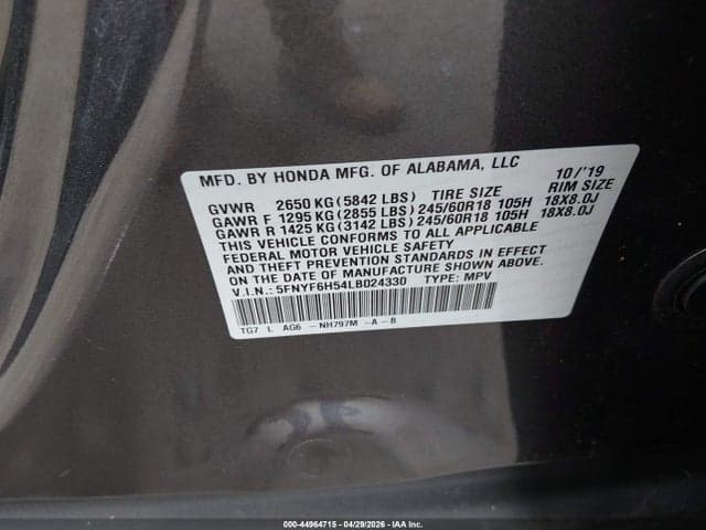 2020 HONDA PILOT EX-L 9
