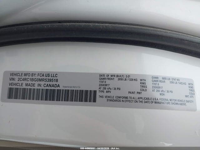 2021 CHRYSLER PACIFICA TOURING L 9