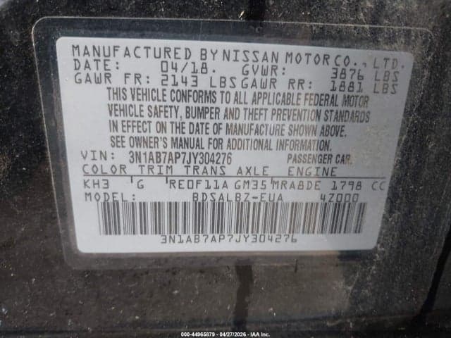 2018 NISSAN SENTRA S 9