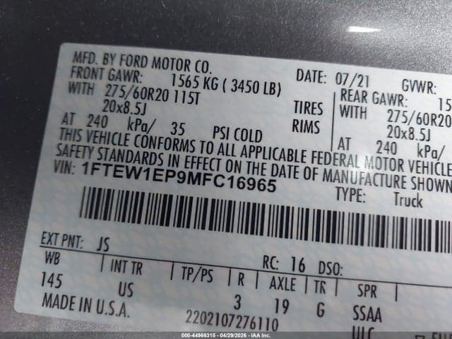2021 FORD F-150 XLT 9
