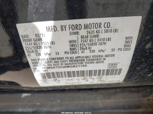 2021 FORD EXPLORER XLT 9