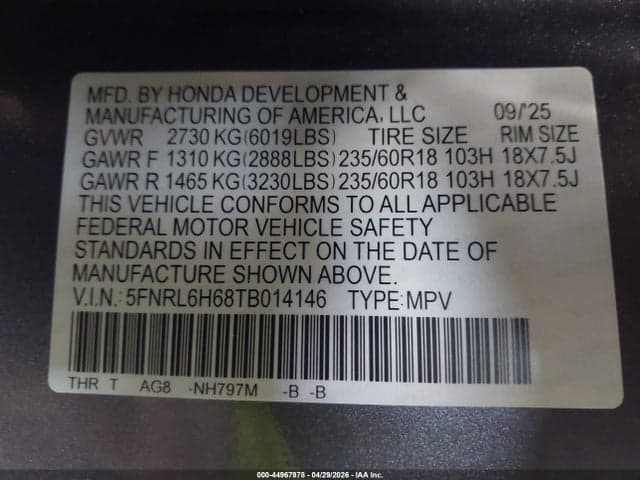 2026 HONDA ODYSSEY EX-L 9