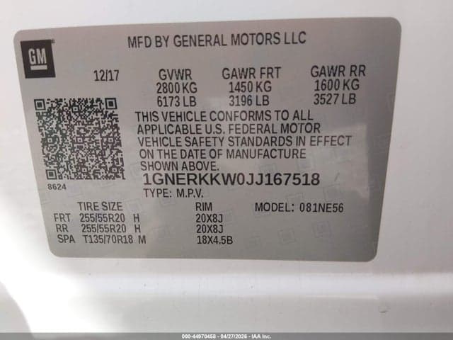 2018 CHEVROLET TRAVERSE PREMIER 9