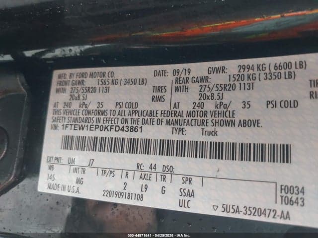 2019 FORD F-150 XLT 9