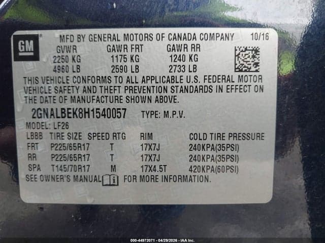 2017 CHEVROLET EQUINOX LS 9