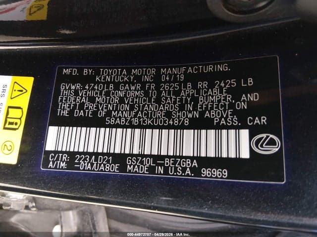 2019 LEXUS ES 350 9