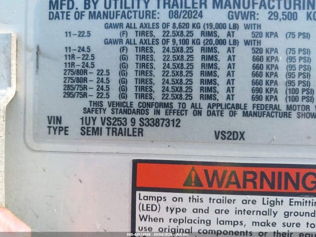2025 UTILITY TRAILER MFG UNKNOWN 9