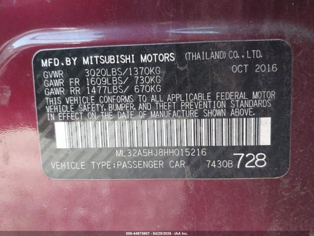 2017 MITSUBISHI MIRAGE GT 9