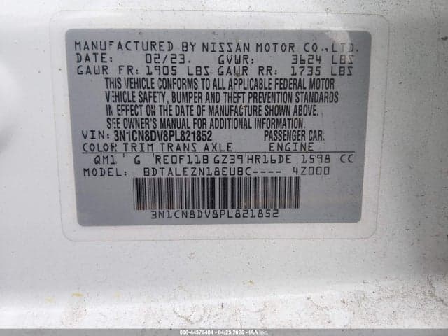 2023 NISSAN VERSA S 9