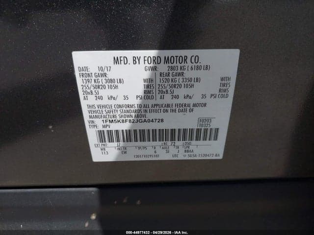 2018 FORD EXPLORER LIMITED 9