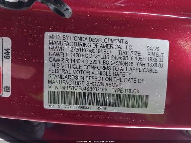 2025 HONDA RIDGELINE RTL 9