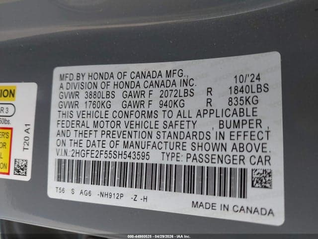 2025 HONDA CIVIC SPORT 9