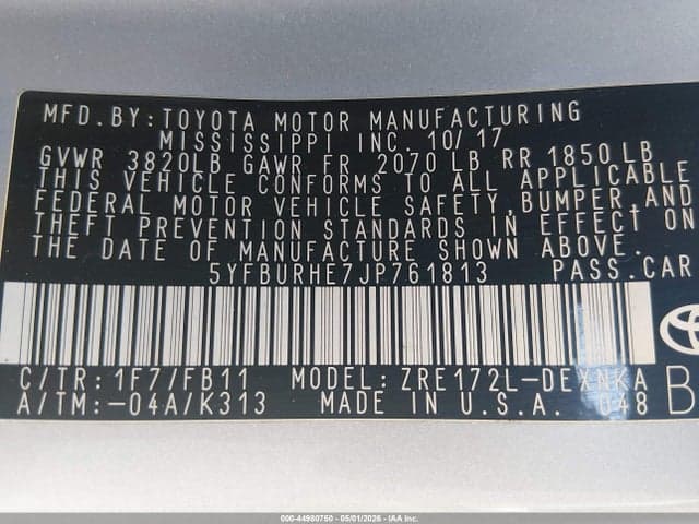 2018 TOYOTA COROLLA LE 9