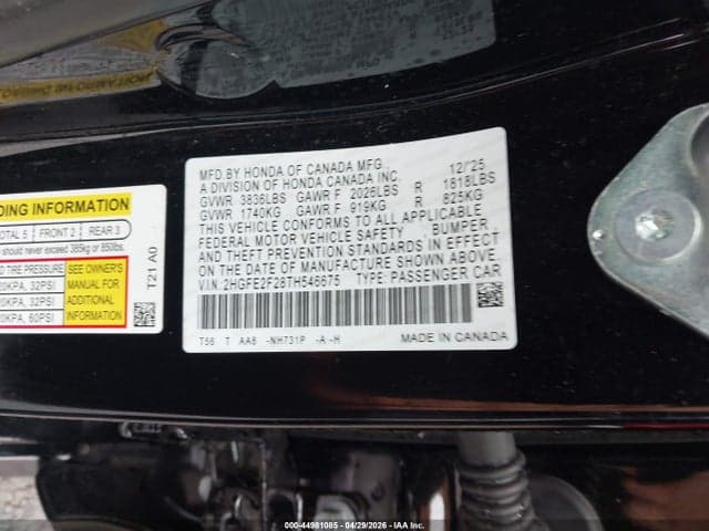 2026 HONDA CIVIC LX 9
