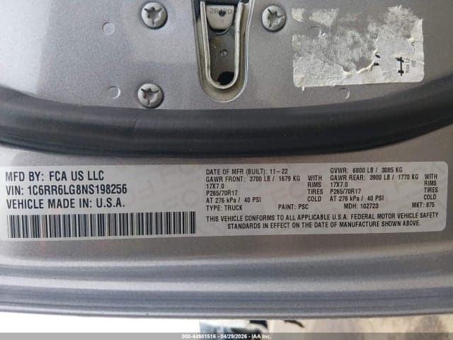 2022 RAM 1500 CLASSIC SLT 4X2 5'7 BOX 9