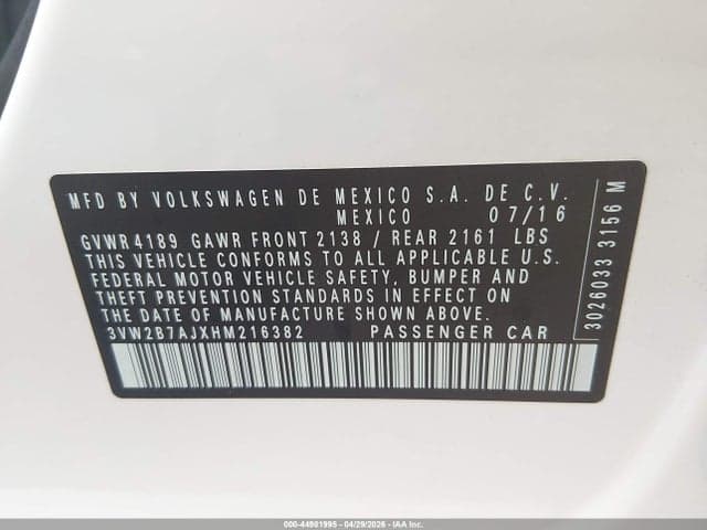 2017 VOLKSWAGEN JETTA 1.4T S 9