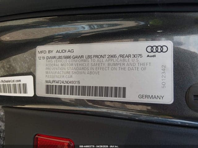 2020 AUDI S7 SPORTBACK PREMIUM PLUS TFSI QUATTRO TIPTRONIC 9