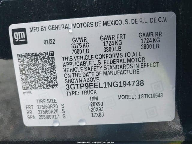 2022 GMC SIERRA 1500 LIMITED 4WD SHORT BOX AT4 9