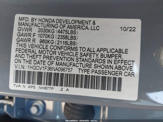 2022 HONDA ACCORD SPORT 9