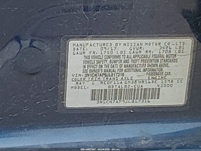 2018 NISSAN VERSA 1.6 SV 9