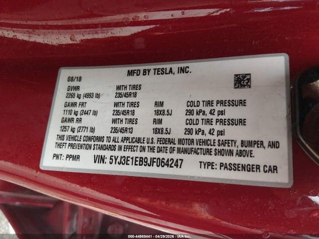 2018 TESLA MODEL 3 LONG RANGE/PERFORMANCE 9