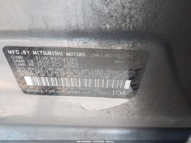 2019 MITSUBISHI MIRAGE G4 ES 9