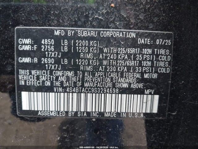 2025 SUBARU OUTBACK PREMIUM 9