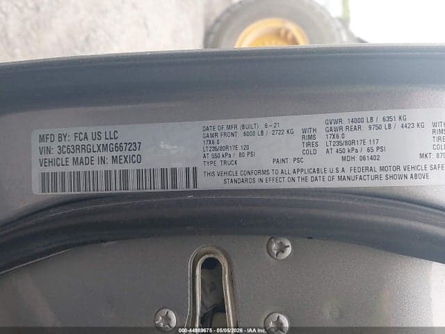 2021 RAM 3500 TRADESMAN 4X4 8' BOX 9