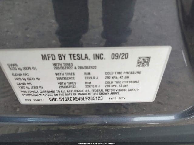 2020 TESLA MODEL X PERFORMANCE DUAL MOTOR ALL-WHEEL DRIVE 9