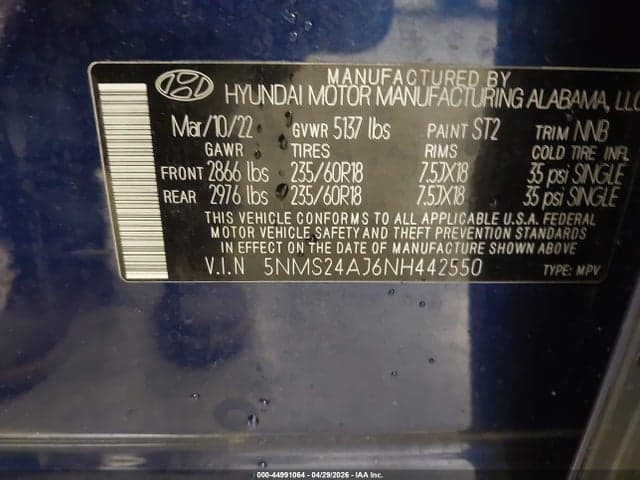 2022 HYUNDAI SANTA FE SEL 9