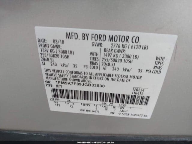 2018 FORD EXPLORER LIMITED 9