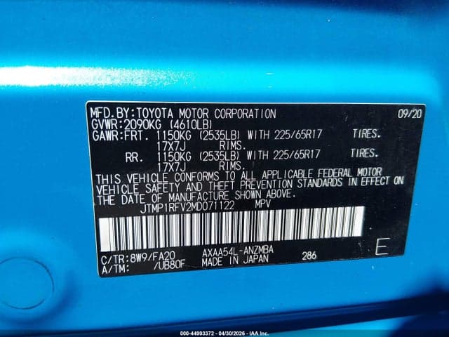 2021 TOYOTA RAV4 XLE 9